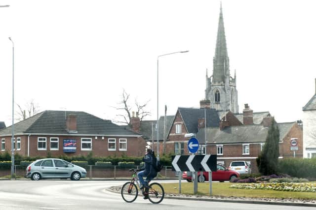 The roundabout at the junction of A638 North Road and A620 Amcott Way Retford were Notts County Council are to improve cyclists safety