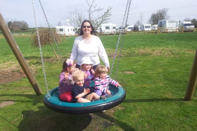 Dunham-on-Trent parish councillor Kathryn Watkinson pictured with daughters Amelia and Annabel Watkinson and local children Alice and Henry Littlewood