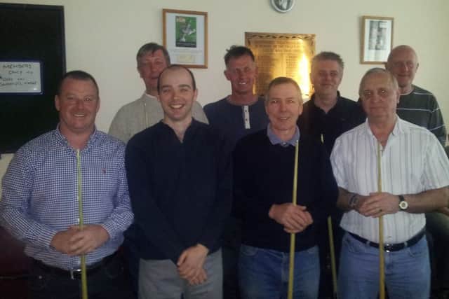 The two teams - back row from left: Phil Robinson, Chris Hambrey, Lee Scott and Rick Kimberley. Front row: Richard Hill, Simon Broughton, Ricky Wyld and Johnny Morley