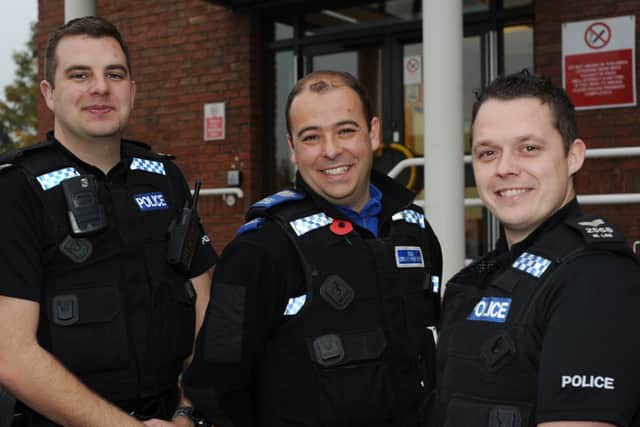 Members of the North West Beat Team. Pictured from left is PC Brett Shelton, PCSO Andy Carter and PC Mark Lee (w111109-3f)