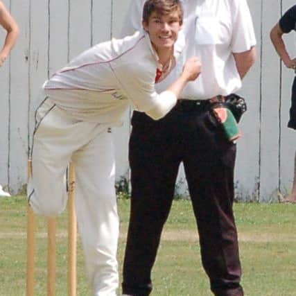 Kiveton v Belvoir in a 20 20 cricket competition. Pictured is Kiveton bowler Luke Donaghy (w110628-5a)