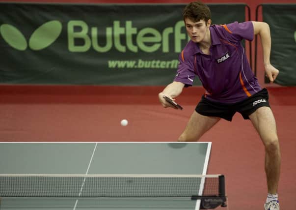 Table Tennis Ponds Forge Sheffield Friday  
Sam Walker in Action in his 1st round match with Tom Jarvis