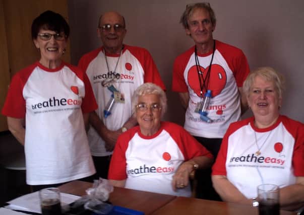 The founding members of the Brethe Easy group: Ruth Harper, Mick Ward, Collin Fletcher, Dorothy Taylor and Carol Wa