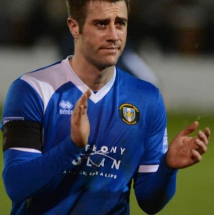 Gainsborough Trinity v Barrow AFC, FA Trophy Fourth Round. Pictured is Gainsborough skipper Michael Leary.