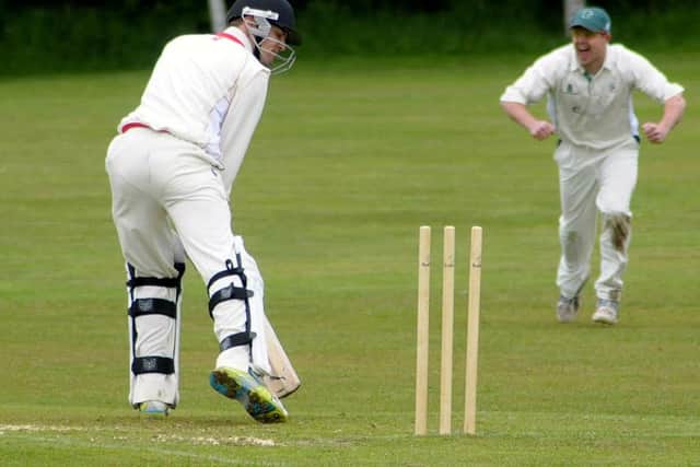 Kiveton Park v Ordsall Bridon, Adam Whiteley bowled out. (w130520-4e)