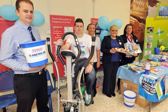 Tesco staff held an awareness day for Diabetes UK, their chosen charity of the year. Pictured are Martin Wright, James Clavy, Emily Johnson, Rachel Fores and Anne Garbon (w130615-2)