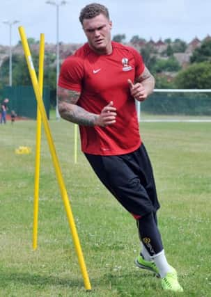 Worksop Town FC training session, pictured is Ben Hallam (w130629-1e)
