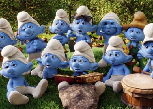 Undated Film Still Handout from The Smurfs 2. Pictured: A group of Smurfs in Smurf Village. See PA Feature FILM Film Reviews. Picture credit should read: PA Photo/Sony Pictures UK. WARNING: This picture must only be used to accompany PA Feature FILM Film Reviews.