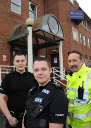 North East beat team, Worksop Police.  Pictured is from left is PC Simon Spooner, PC Mark Lee and PCSO Graham Walker  (w111121-6c)