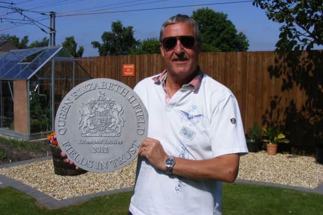 Ranskill Parish Council clerk, Mr Dave McAra pictured with the commemorative plaque which will be placed Ranskill Village Park.