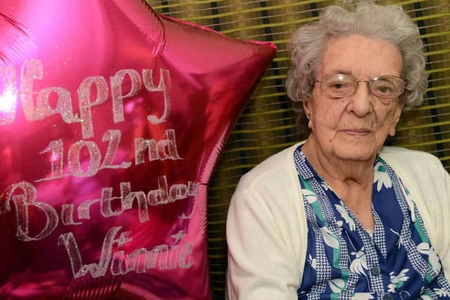 Winnie Snodin who celebrated her 102nd birthday recently at The Old Vicarage Care Home in Worksop.