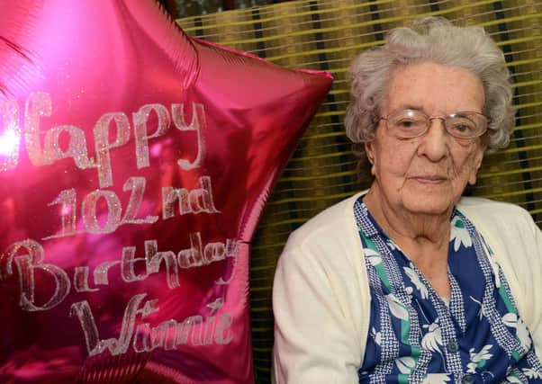 Winnie Snodin who celebrated her 102nd birthday recently at The Old Vicarage Care Home in Worksop.