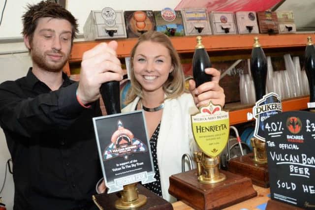 Bawtry Revival Weekend at the Cooper and Griffin pub. Daniel Perry and Samantha Shepherd at the Real Ale Festival G130824-6f