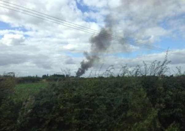 Smoke from a railway sleeper fire in Elkesley is visible for miles around