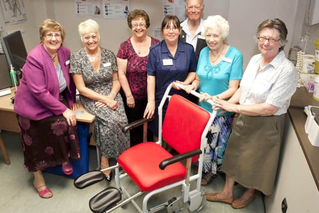 Bassetlaw Hospital League of Friends presented staff in the fracture clinic with a new wheelchair for use by patients attending for treatment.Pictured( l-r); Jean Highfield, Mary Payne, Rita Morley. sister Pat Hardeman, John & Pet Barran and Philippa Farr
