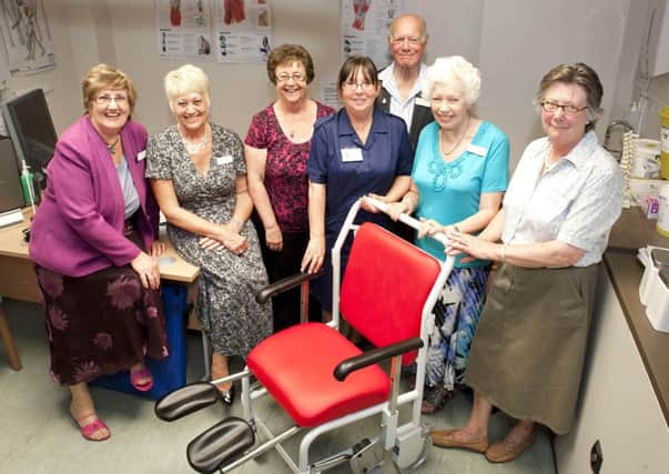 Bassetlaw Hospital League of Friends presented staff in the fracture clinic with a new wheelchair  for use by patients attending for treatment.Pictured( l-r); Jean Highfield, Mary Payne, Rita Morley. sister Pat Hardeman, John & Pet Barran and Philippa Farr
