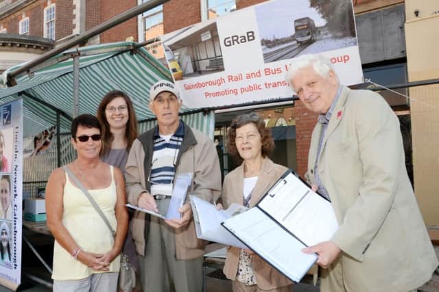 GRaB did a survey in Gainsborough Market Place about improving rail services in the town G130827-1a