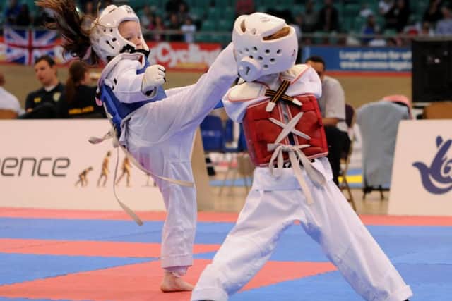 Holly Frost in action in the British National Taekwondo Championships