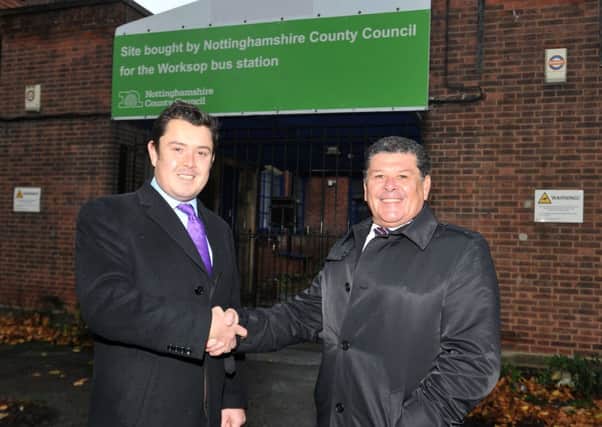 Council are presenting cabinet papers on the next steps for the new bus station, pictured outside the premises for the new bus station are leader of Bassetlaw District Council Simon Greaves and Coun Kevin Greaves (w131028-7a)