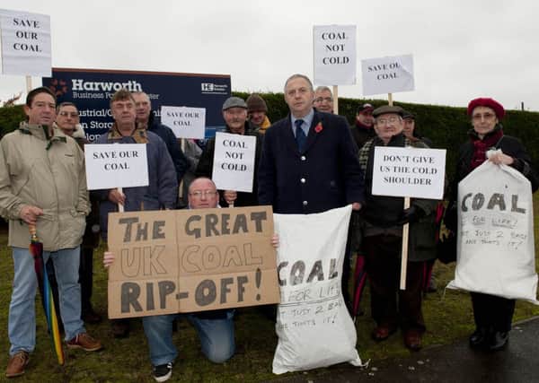 John Mann MP and ex-miners protested at UK Coal in Harworth