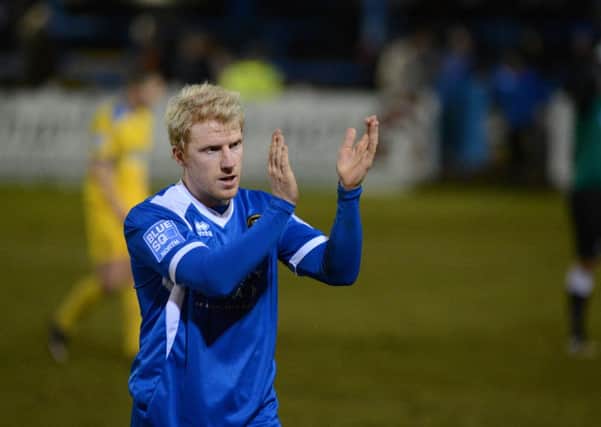 Gainsborough Trinity v Barrow AFC, FA Trophy Fourth Round.  Pictured is Simon Russell.