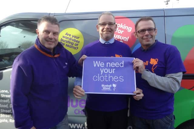 Lance Hides, Bluebell Wood driver, retail manager James Bower and Tony Salthouse.