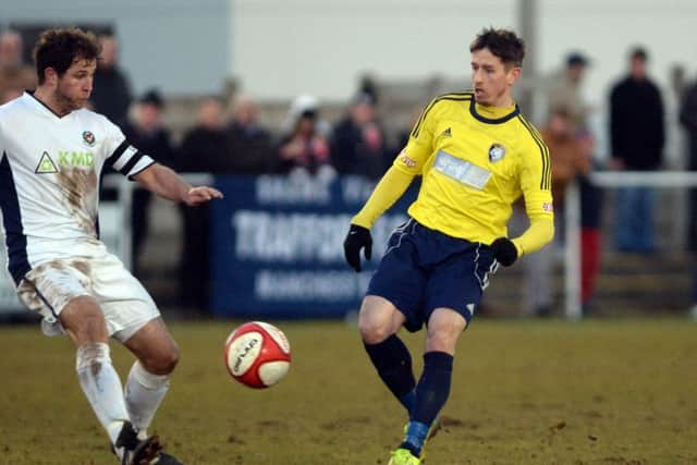 Worksop Town v Trafford. Tigers player Marc Goodfellow