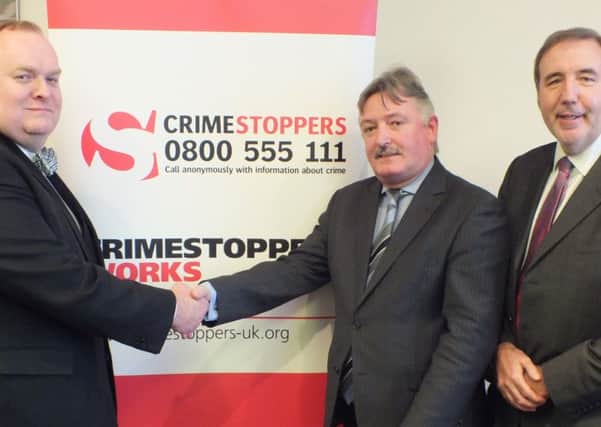 Bruce Cameron, the new chairman of the Notts Crimestoppers committee is welcomed to the role by Coun Glynn Gilfoyle and Commissioner Paddy Tipping