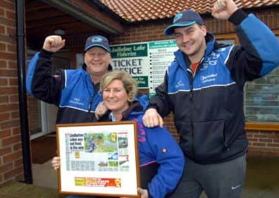 Lindholme Lake fisheries win Award. L/r Neil, Beverley and Aaron Grantham. Picture: Malcolm Billingham