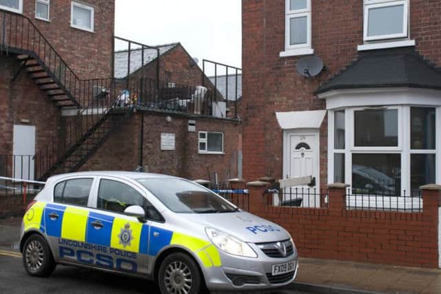 The police scene in Etherington Street, Gainsborough were a dead body was found in a house.