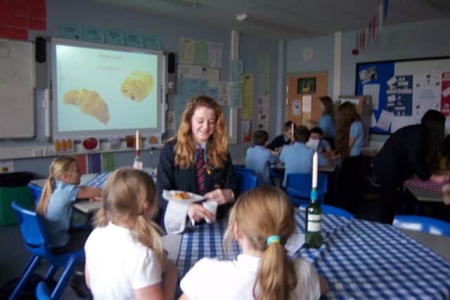 Pupils visit a French cafe