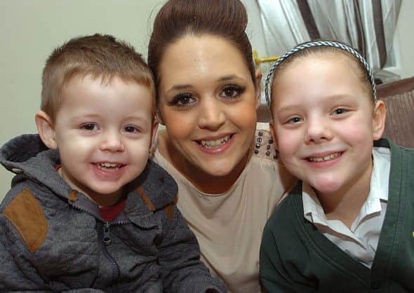 Siobhan Edge of Epworth with her son Leo Palmer and daughter Kaycee-Mae Edge.  ( Buy this photo E1909TS) Picture: Tony Saxton
