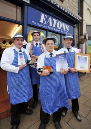 Eatons Butchers of Tickhill have won awards at the recent BPEX Regional Roadshows, pictured from left are Lewis Mayes, Daniel Clarke, Tanner Scott and Rik Watson (NWGU-31-01-14 RA 1b)