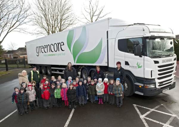 A Greencore lorry visted Anston Hillcrest School as part of the children's transport project