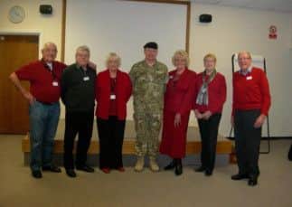 Left to right Mike Fox, Dennis Broksom, Liz Fox, Col. J. Probert, Chris Coldwell, Pat Broksom and Barry Coldwell. Photograph by courtesy of Mervyns Witts