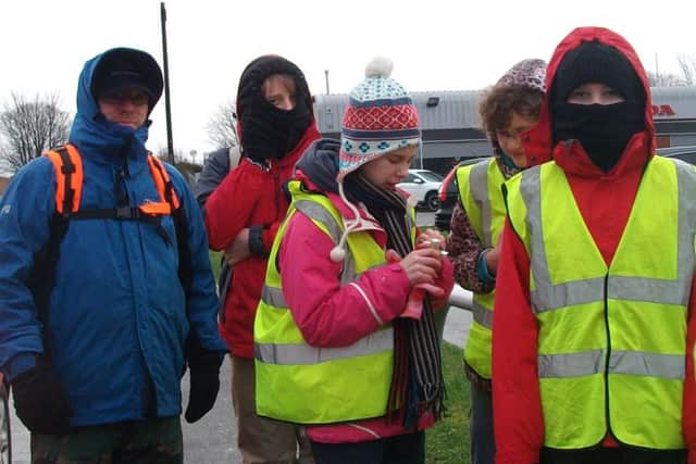 Members of the group prepare to start the challenge