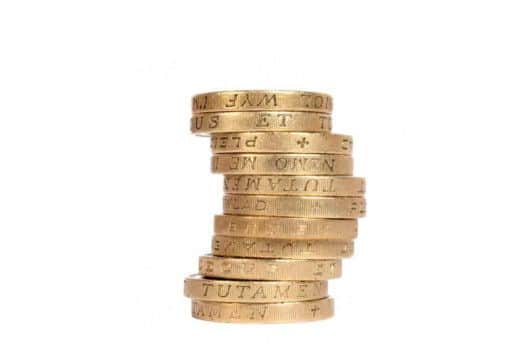 A stack of pound coins.