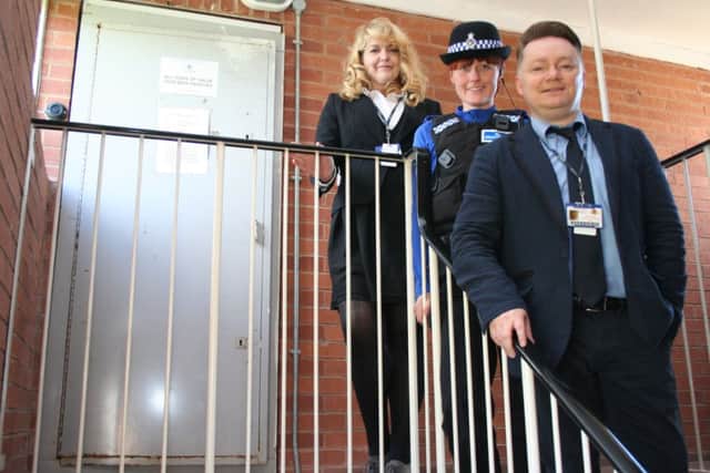 Bassetlaw Council officers and PCSOs outside the flat on Garside Street in Worksop where the tenant was evicted for anti-social behaviour