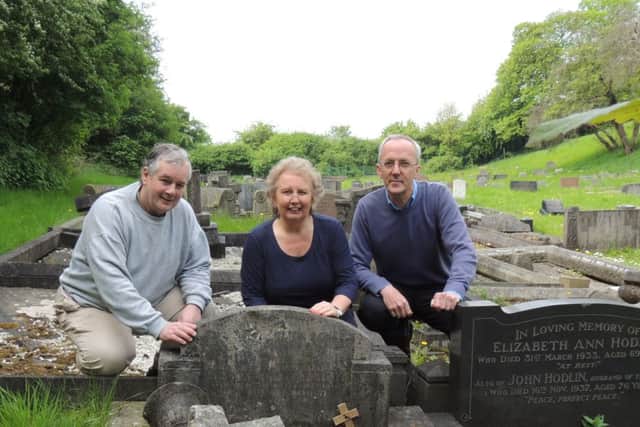 Members of the Friends of Gainsborough Cemeteries in front of the headstone which remembers Private Frank Richards