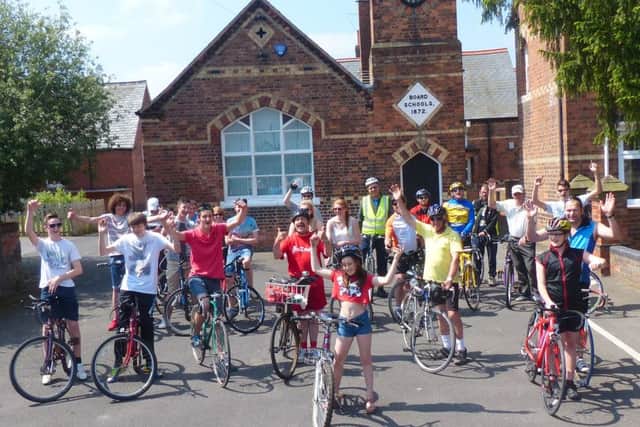 Riders before the start of the Misterton charity cycle ride