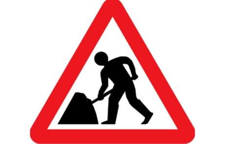 Roadworks sign.