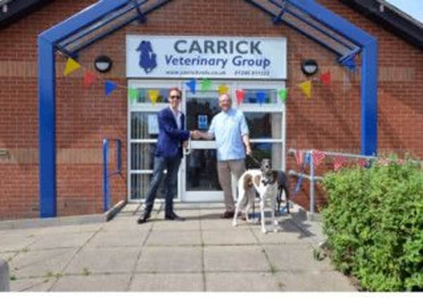 Steven Blakeley and Brian Sargeant at the opening of the new Carrick vets' surgery in Clowne