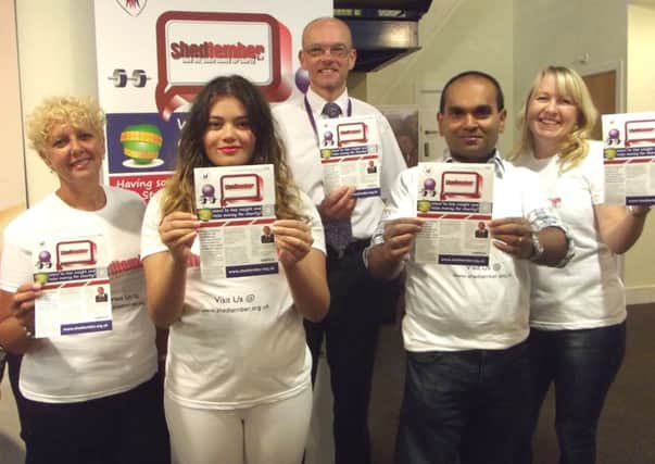 Launching Shedtember are (from left): Sharon Hall, Jasmine Jayamanne, Mike Pinkerton (chief executive of Doncaster and Bassetlaw Hospitals), Dr Gerry Jayamanne, Tracy Lowe