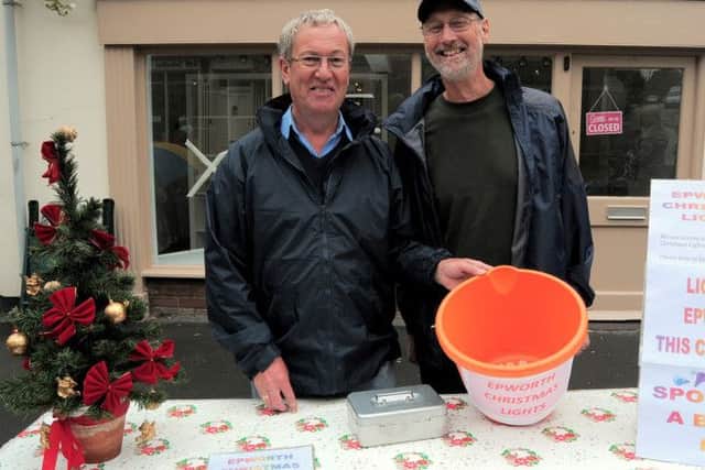 Food fair pictures in Epworth Market place - Graham Hackney & Martin Whittaker on the Epworth Christmas Lights stall