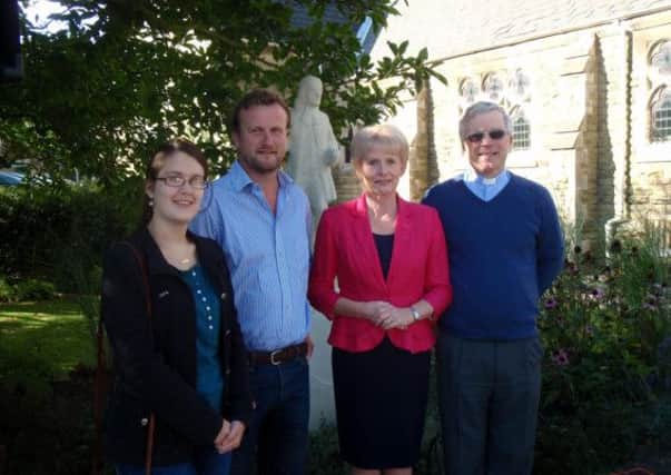 Pictured at the opening of Epworth Heritage Garden are (from left)
Heather Degand and Stephen Welch (both of Welch design partnership), Councillor Liz Refern and Rev David Leese.