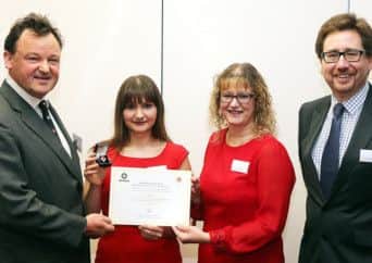 Andrew Clark, chair of the local County Priory Group of the Order of St John, Catherine Fearnley, Sarah Codd and Gordon Crowe, Team Manager of Yorkshire Organ Donation Services Team.