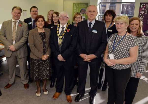 Launch of new public services hub at Gainsborough Guildhall, pictured are representatives from DWP, West Lindsay District Council and volunteer services