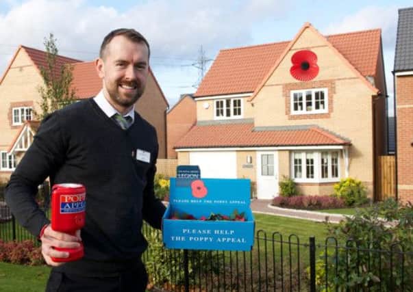 Barratt Homes has erected 3ft poppies at its housing development at The Belt in Gainsborough