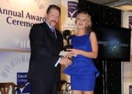 Lincoln MP, Karl McCartney presens the Student of the Year award to the winner, Sandie Webster at last year's Annual Awards Ceremony.