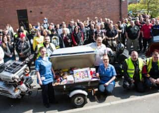 Scunny Bikers pictured earlier this year presenting Easter gifts and money to the Disney ward at Scunthorpe Hospital.